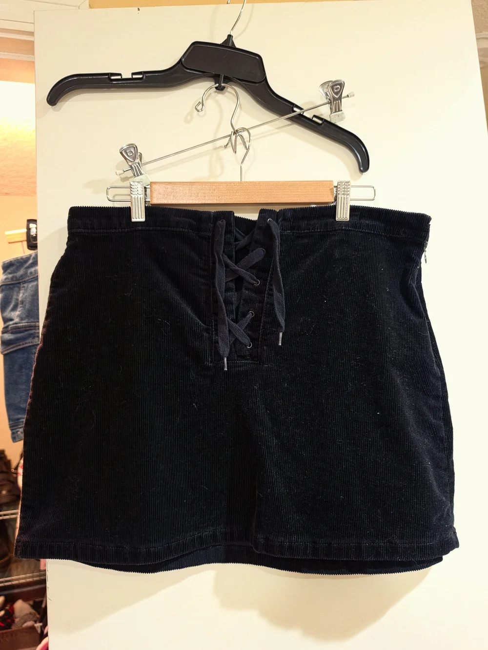 SO Black Corduroy Mini Skirt for Girls